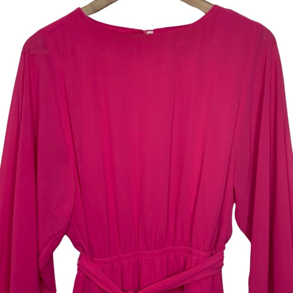 FLYING TOMATO | Women's Bright Pink Long Sleeve Tiered Dress | Size L - Picture 2 of 10